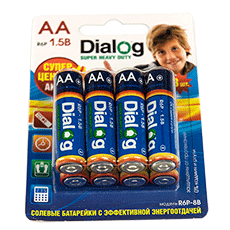 Солевые батарейки АА Dialog R6P-8B